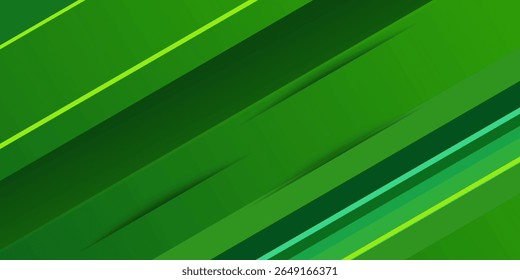 Vetor de modelo de fundo esportivo verde abstrato com linhas e luzes brilhantes. Fundo verde com forte padrão design.Eps10 vetor