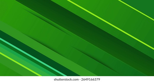 Vetor de modelo de fundo esportivo verde abstrato com linhas e luzes brilhantes. Fundo verde com forte padrão design.Eps10 vetor
