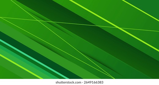 Vetor de modelo de fundo esportivo verde abstrato com linhas e luzes brilhantes. Fundo verde com forte padrão design.Eps10 vetor
