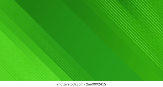 Plantilla de Vector de fondo deportivo verde Abstractas con líneas brillantes. Fondo verde con diseño de patrón fuerte. Ilustración vectorial.