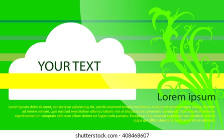 Abstract Green spring background with cloud and grass. For your text.