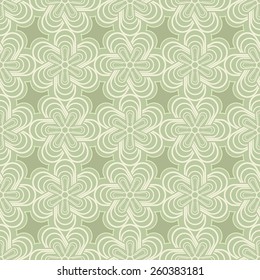 Abstract green spring flower buds vector pattern.