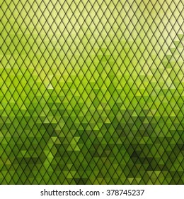Abstract green spring geometric background, vector illustration