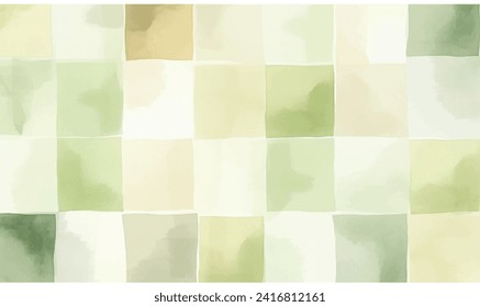 abstract green square pattern watercolor