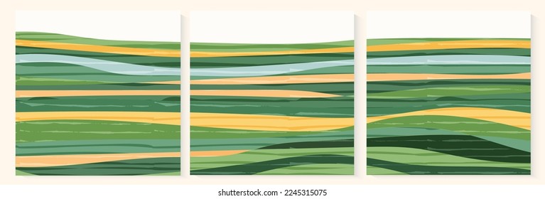 Abstract green square social media post for agriculture design or eco pattern. Ecology garden, farm, nature vector background. Contemporary collage composition. Organic applique, patchwork ornament