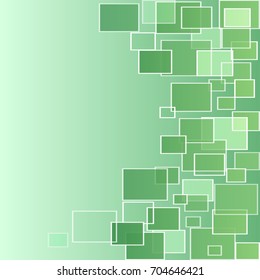 Abstract green squares background, geometric background, vector illustration