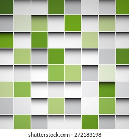 Abstract Green Squares Background Vector