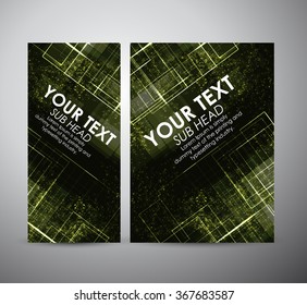 Abstract green squares pattern. Brochure business design template or roll up. Vector illustration