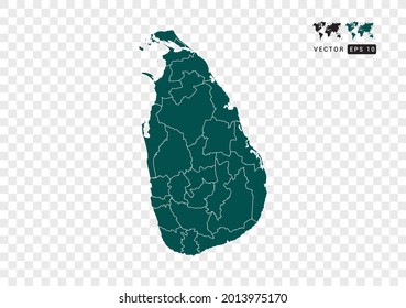 Resumen del mapa verde de Sri Lanka. Diseño de fondo transparente vectorial.