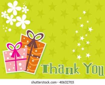 abstract green star background with set of gift bag, blossom