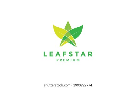 abstract green star leaf logo vector icon illustration design