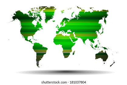 Abstract Green straight lines.And world map background. Vector file.