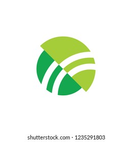 abstract green stripe global symbol geometric logo