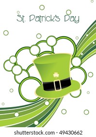 abstract green stripes background with leprechaun hat