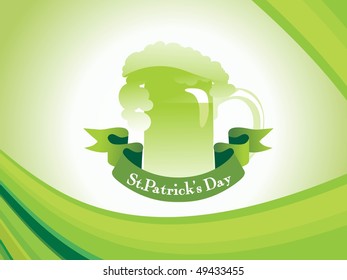 abstract green stripes background with ribboon, patrick mug