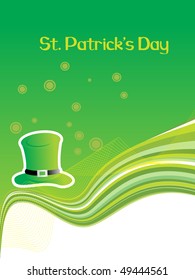 abstract green stripes, curve wave background with leprechaun hat