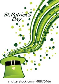 abstract green stripes, shamrock background within hat