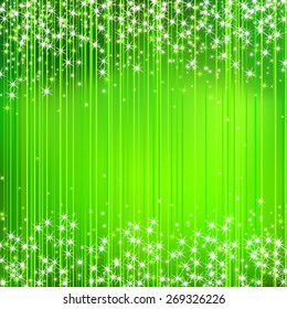 Abstract Green Stripped Background with Stars 