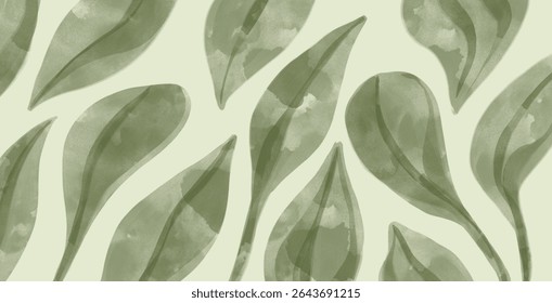 Abstract green strokes on a beige background. Looks like the free movement of a marker.