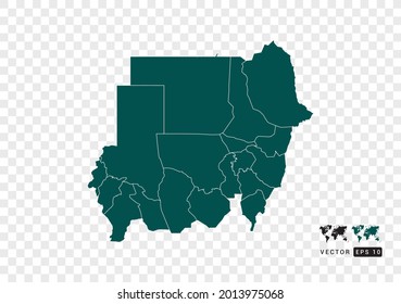 Resumen del mapa verde de Sudán. Diseño de fondo transparente vectorial.