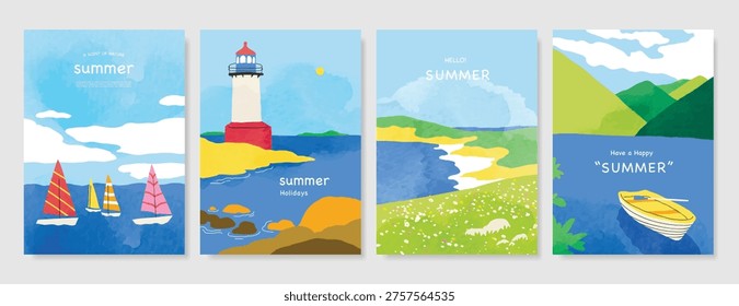 Conjunto Vector fondo paisaje