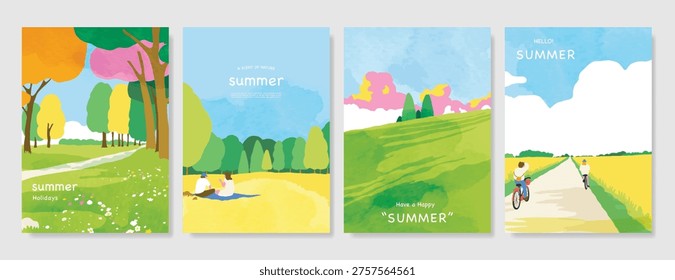 Conjunto Vector fondo paisaje