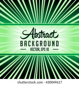Abstract green sunburst background. Vector and illustration