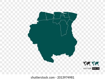 Resumen del mapa verde de Surinam. Diseño de fondo transparente vectorial.
