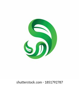 abstract green swirl, fresh leaf logo