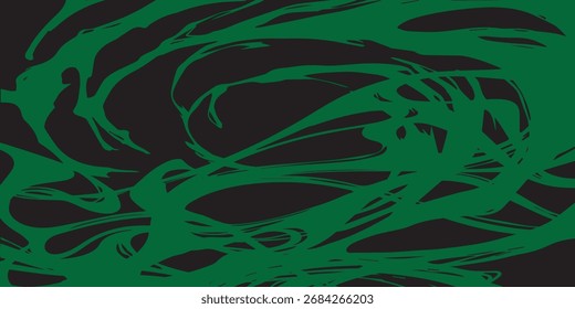 Abstract Green Swirls on Black Background, Artistic, Modern Desi