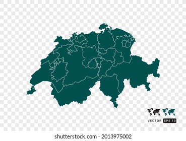 Abstract green Switzerland map. Design vector transparent background.