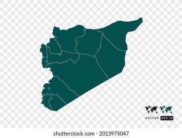 Resumen del mapa verde de Siria. Diseño de fondo transparente vectorial.