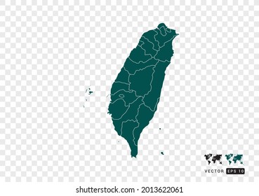 Abstract green Taiwan map. Design vector transparent background.
