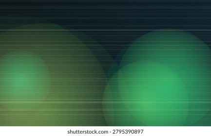 Abstract green and teal horizontal lines with soft bokeh circles background, blue