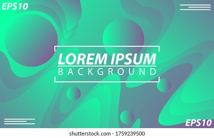 Abstract green and teal liquid gradient background with 3D spheres. Modern horizontal vector template featuring fluid wavy shapes, perfect for eco-friendly or fintech banners.