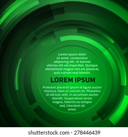 Abstract green technical circular text presentation template for design process