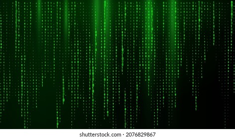 Abstract Green Technology Background. Binary Matrix Computer Code. Programming Coding Hacker concept. Vector Background Illustration.