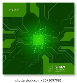 Abstract green technology background with circuit board. 