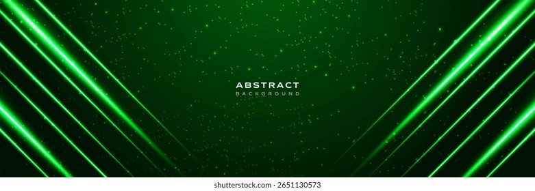 Abstractas fondo de tecnología verde. Luces de neón verdes brillantes futuristas. Diagonal para Anuncio, Web, portada, presentación, publicación en redes sociales, marketing publicitario. Vector