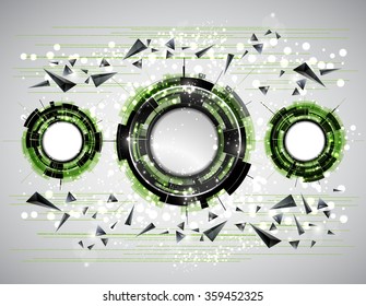 Abstract green technology background with modern digital elements. Vector illustration.