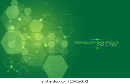 Abstract green technology energy hexagon geometric light with text on blank space design modern futuristic background vector illustration.