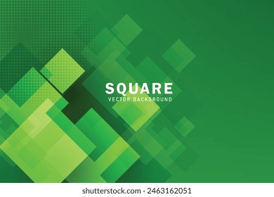 Abstract green technology geometric background with geometric square shape