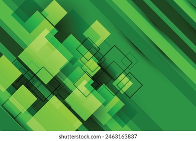 Abstract green technology geometric background with geometric square and stripes line