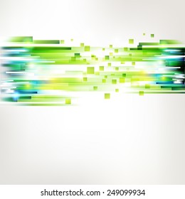 Abstract green technology lines. Linear fresh green illustration. Vector and pixel concept. Modern summer ecology illustration.