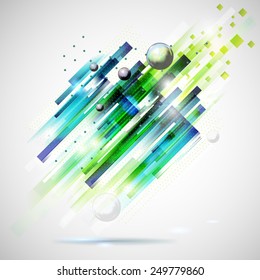 Abstract green technology modern geometric spot. Linear fresh green background. Modern spring design elements.
