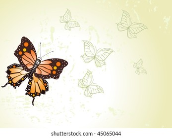abstract green texture background with beautiful butterfly