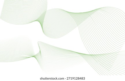 Patrones de onda de línea delgada verde Abstractas con curvas de flujo superpuestas