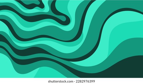 Abstract green tosca wavy pattern background vector