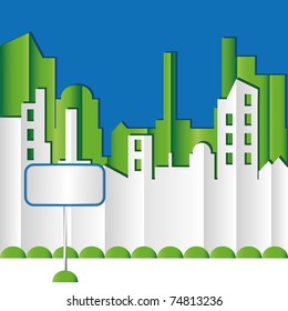 Abstract green townscape. Vector illustration. EPS8