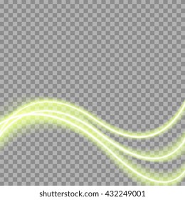 Abstract green transparent waves background. Green glow light sparkling effect vector design